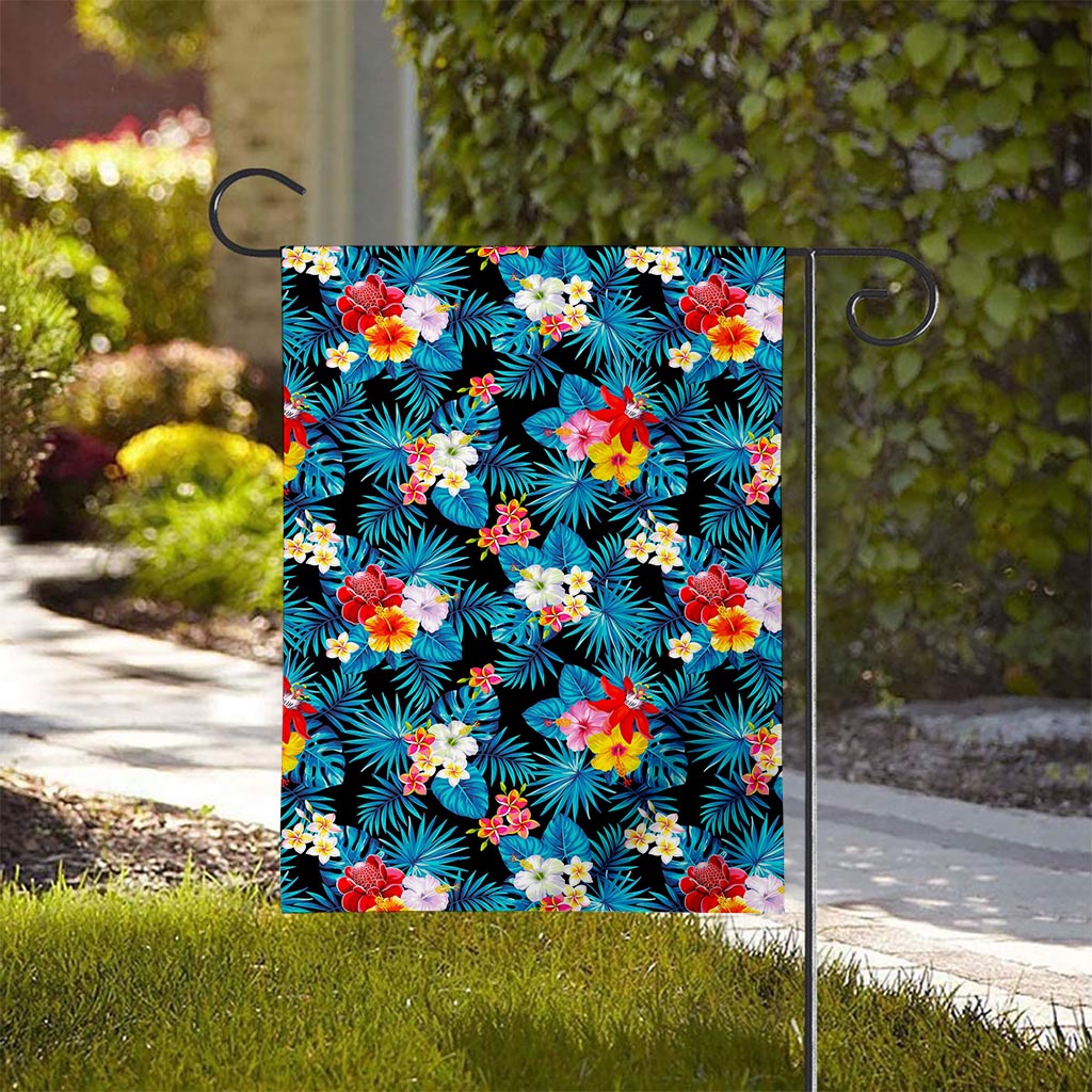 Turquoise Tropical Hawaii Pattern Print House Flag
