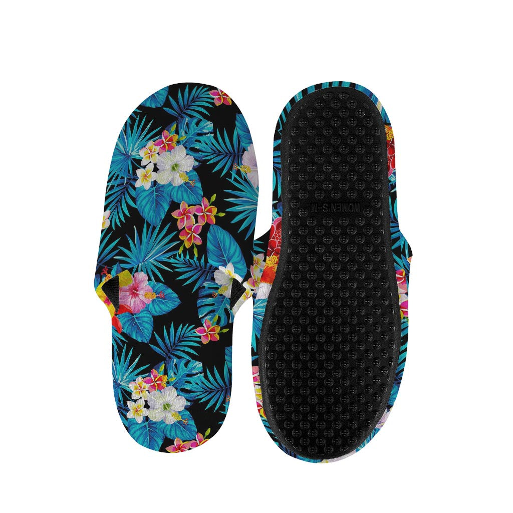 Turquoise Tropical Hawaii Pattern Print Slippers