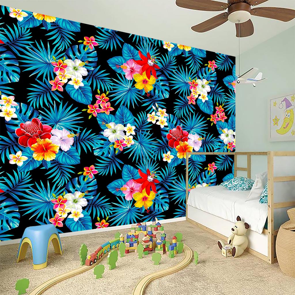 Turquoise Tropical Hawaii Pattern Print Wall Sticker