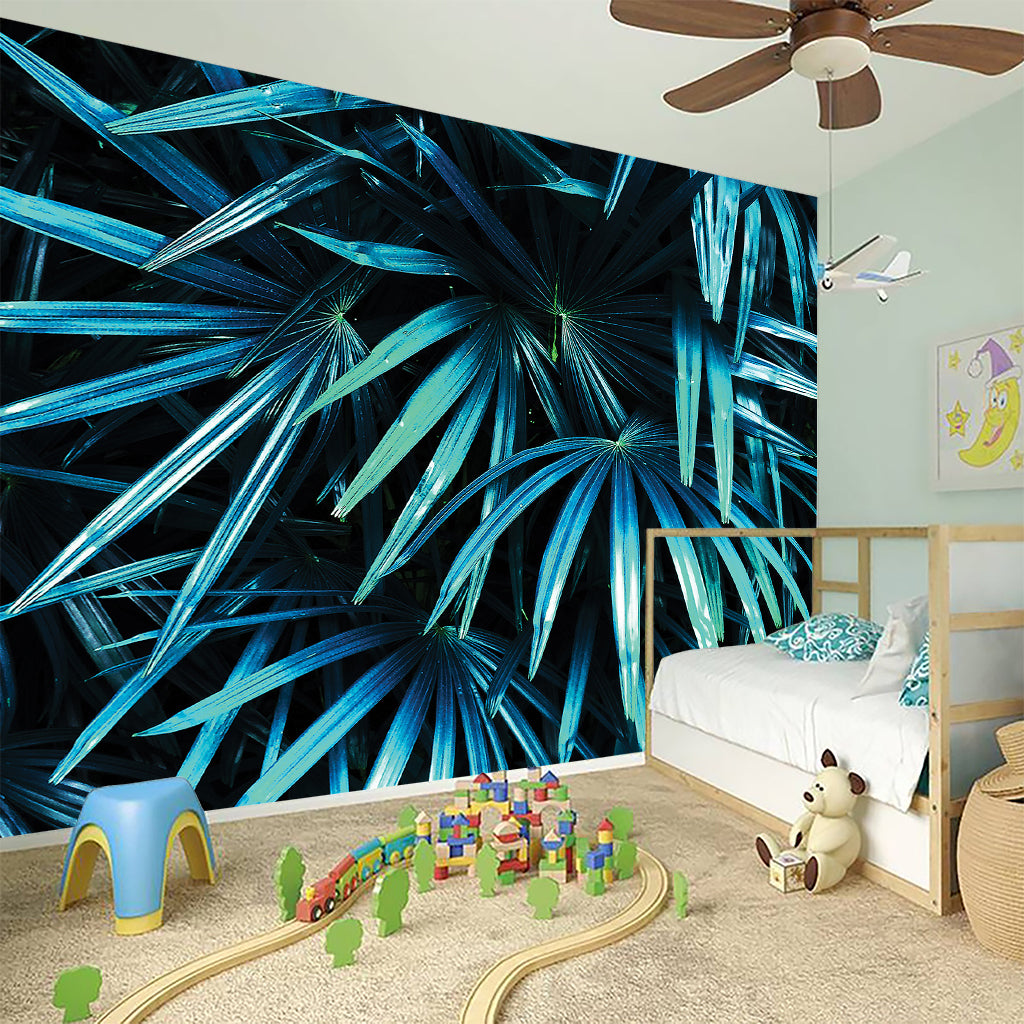 Turquoise Tropical Leaves Print Wall Sticker