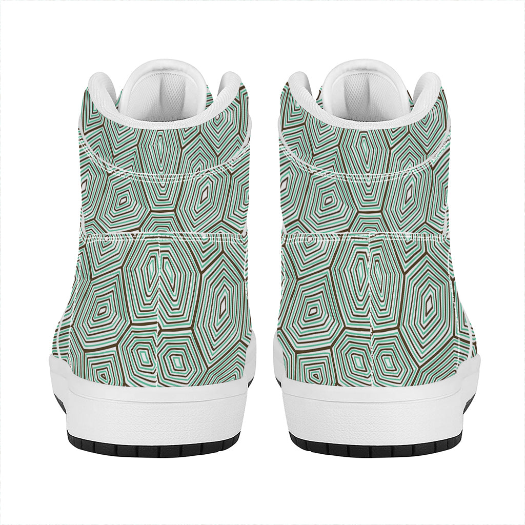 Turtle Shell Pattern Print High Top Leather Sneakers