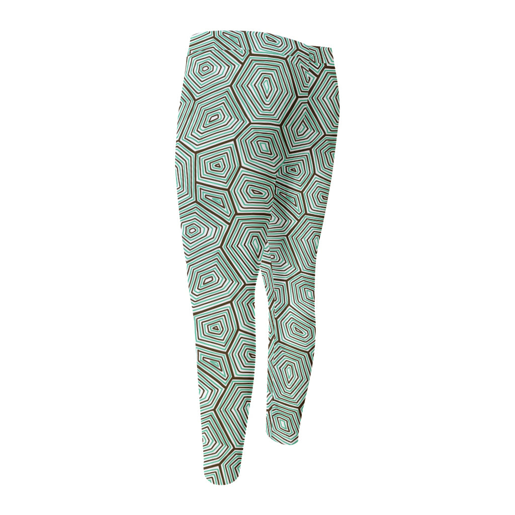 Turtle Shell Pattern Print Men's Compression Pants