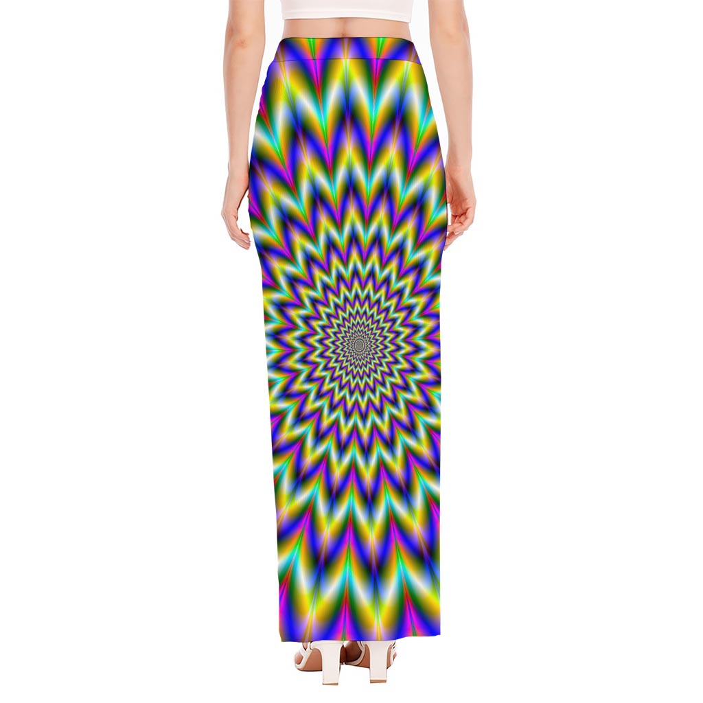 Twinkle Psychedelic Optical Illusion High Slit Maxi Skirt