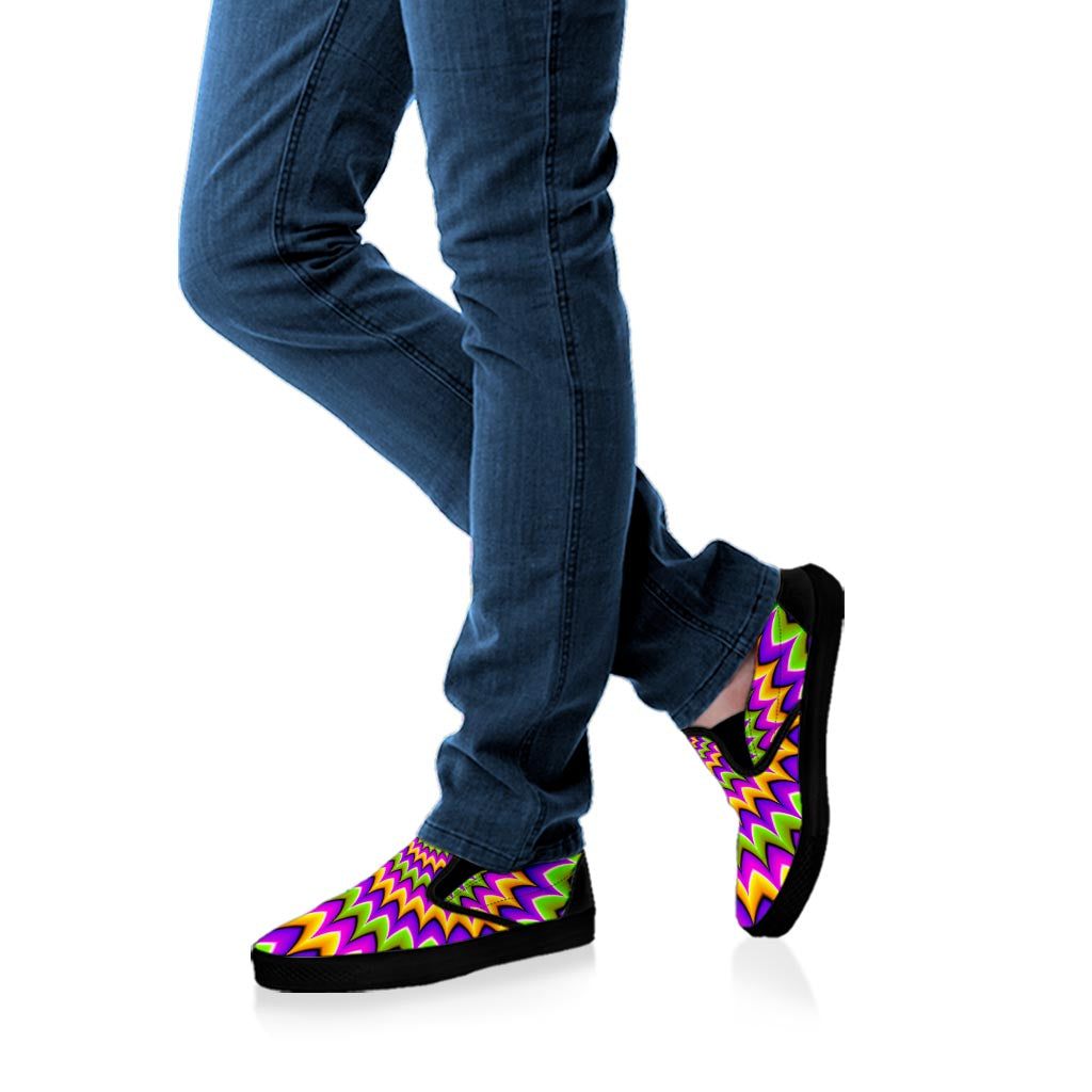 Twisted Colors Moving Optical Illusion Black Slip On Sneakers