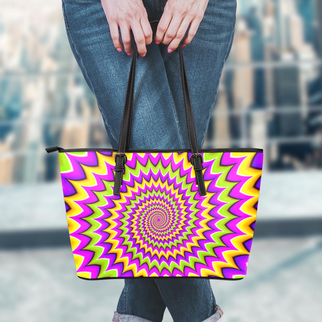 Twisted Colors Moving Optical Illusion Leather Tote Bag