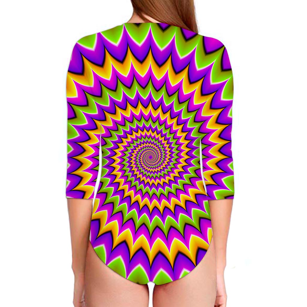 Twisted Colors Moving Optical Illusion Long Sleeve Swimsuit