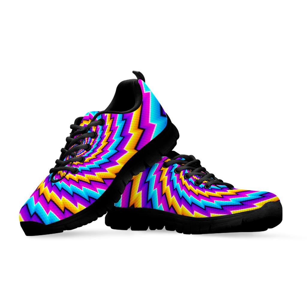 Twisted Spiral Moving Optical Illusion Black Running Shoes