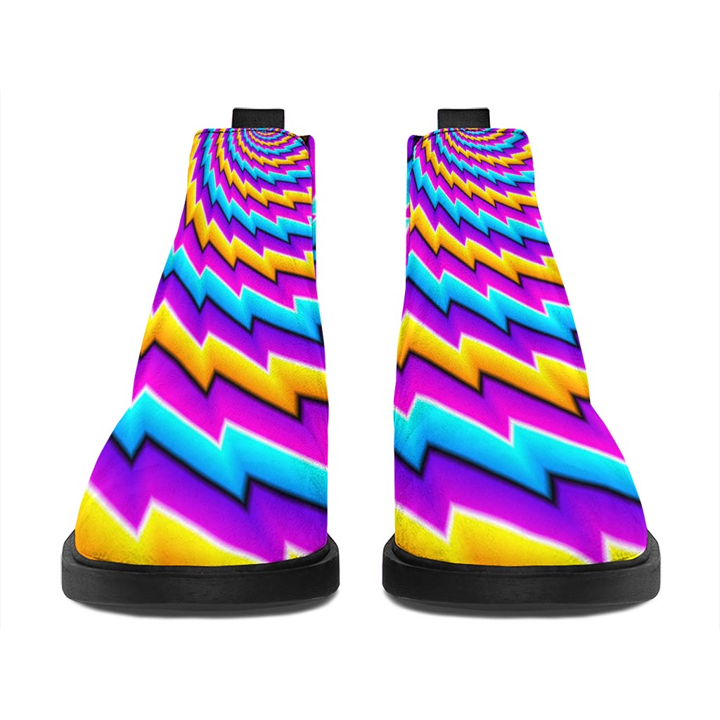 Twisted Spiral Moving Optical Illusion Flat Ankle Boots