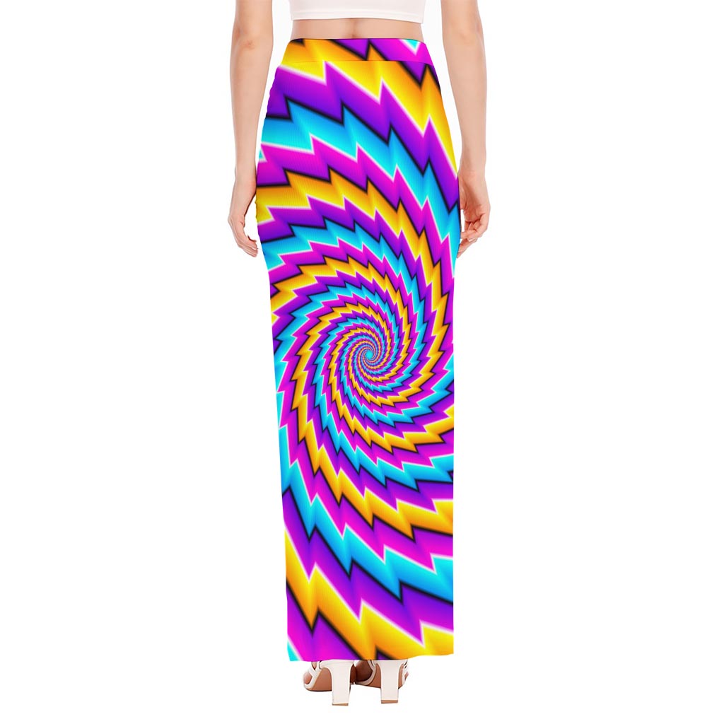 Twisted Spiral Moving Optical Illusion High Slit Maxi Skirt