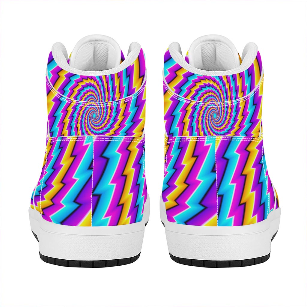 Twisted Spiral Moving Optical Illusion High Top Leather Sneakers