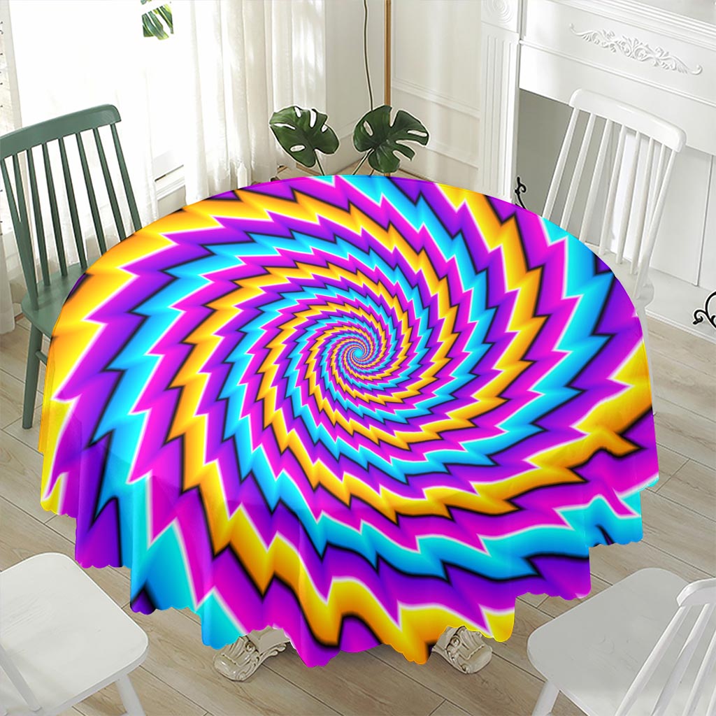 Twisted Spiral Moving Optical Illusion Waterproof Round Tablecloth