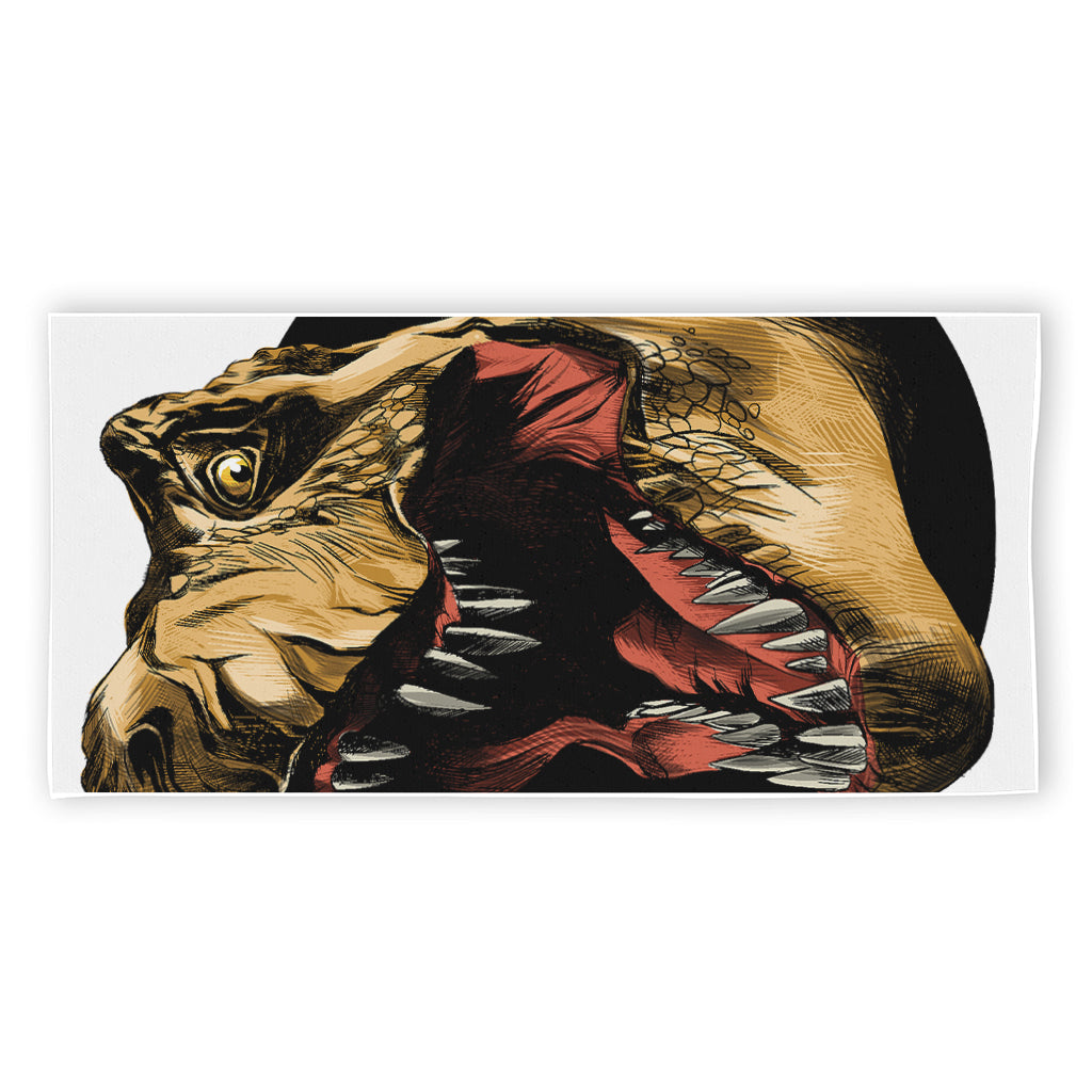 Tyrannosaurus Rex Head Print Beach Towel