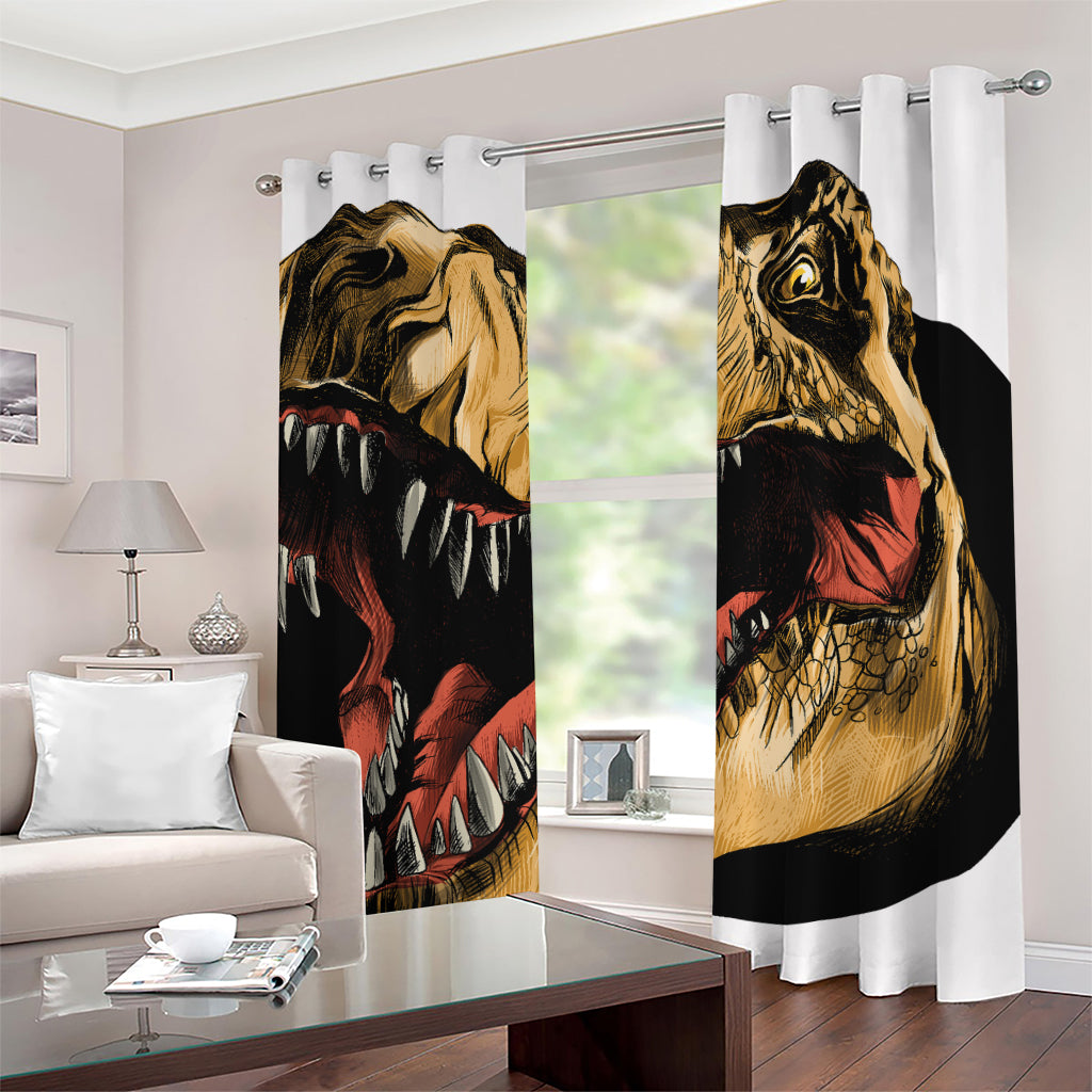 Tyrannosaurus Rex Head Print Grommet Curtains