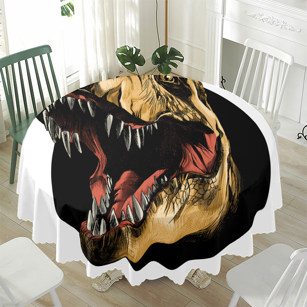 Tyrannosaurus Rex Head Print Waterproof Round Tablecloth