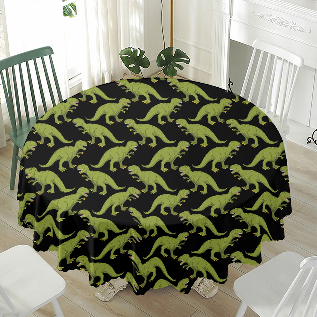 Tyrannosaurus Rex Pattern Print Waterproof Round Tablecloth