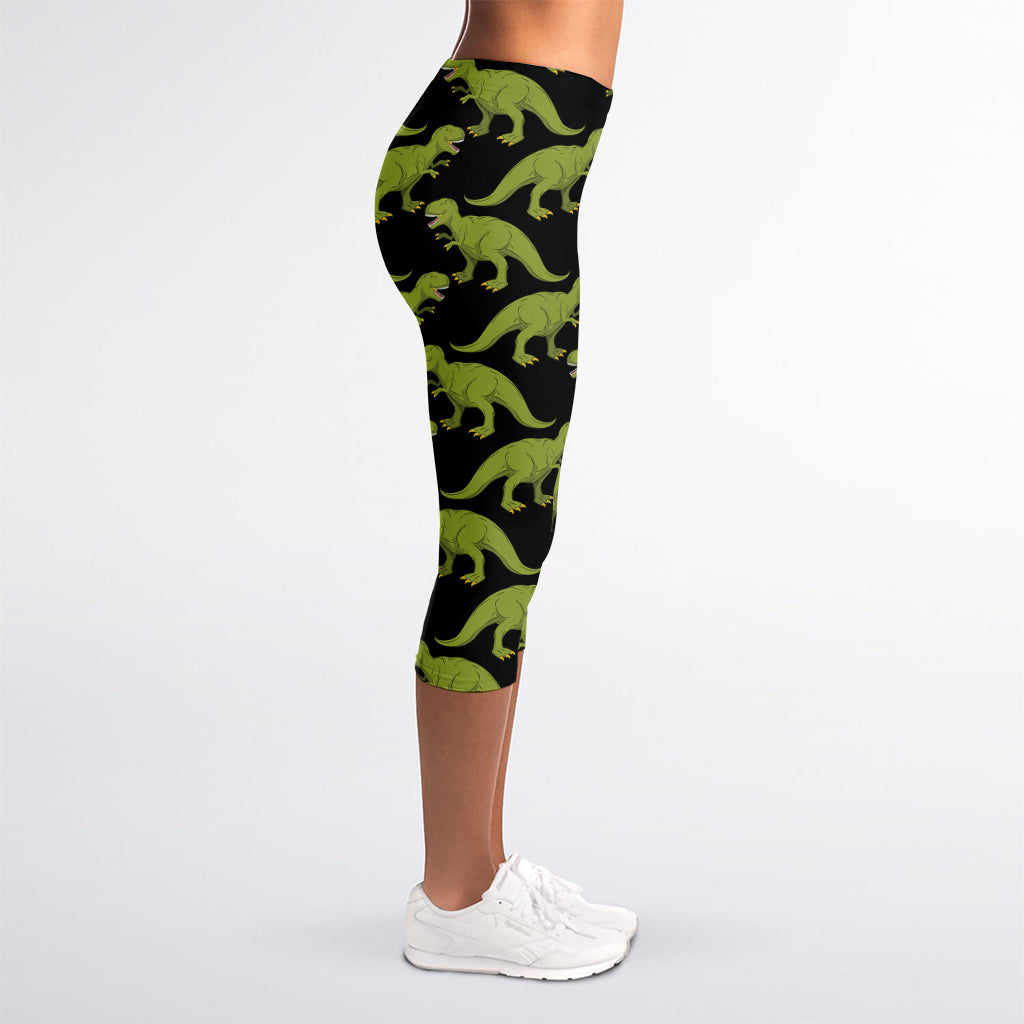 Tyrannosaurus Rex Pattern Print Women's Capri Leggings