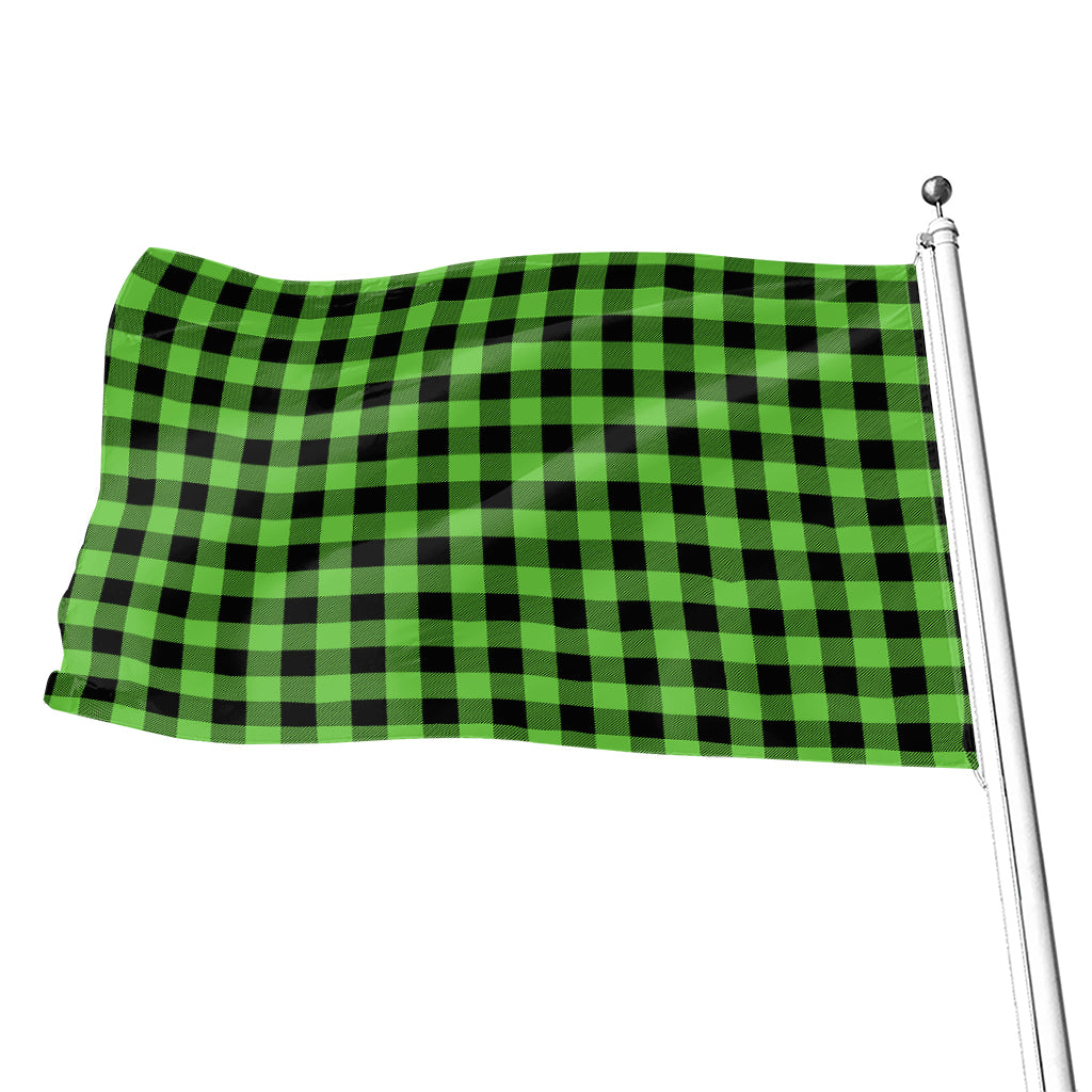 UFO Green And Black Buffalo Check Print Flag