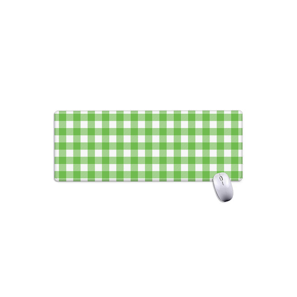 UFO Green And White Buffalo Check Print Extended Mouse Pad