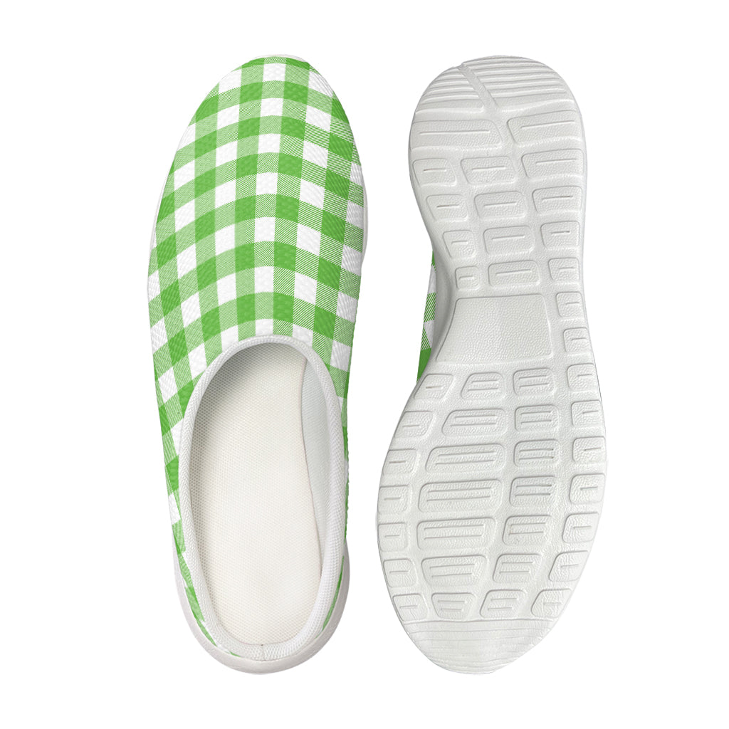 UFO Green And White Buffalo Check Print Mesh Casual Shoes
