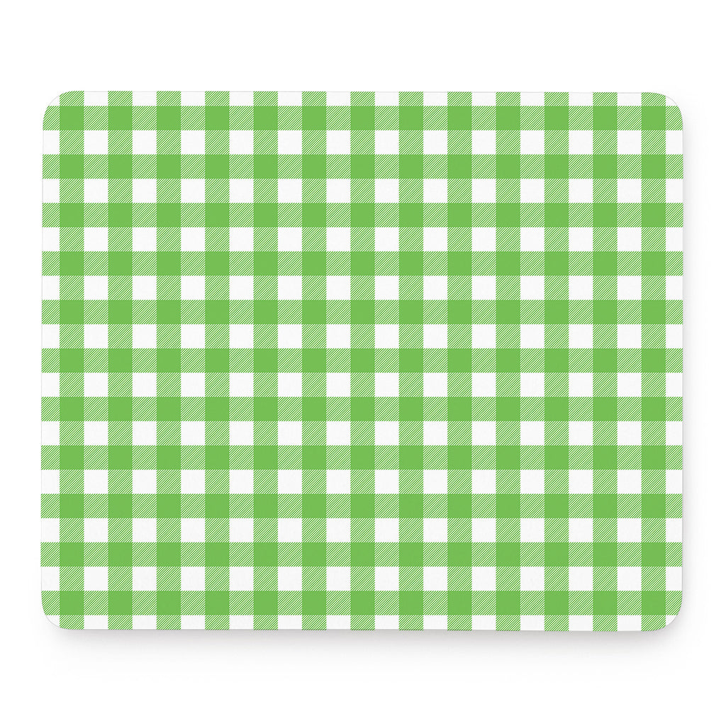 UFO Green And White Buffalo Check Print Mouse Pad