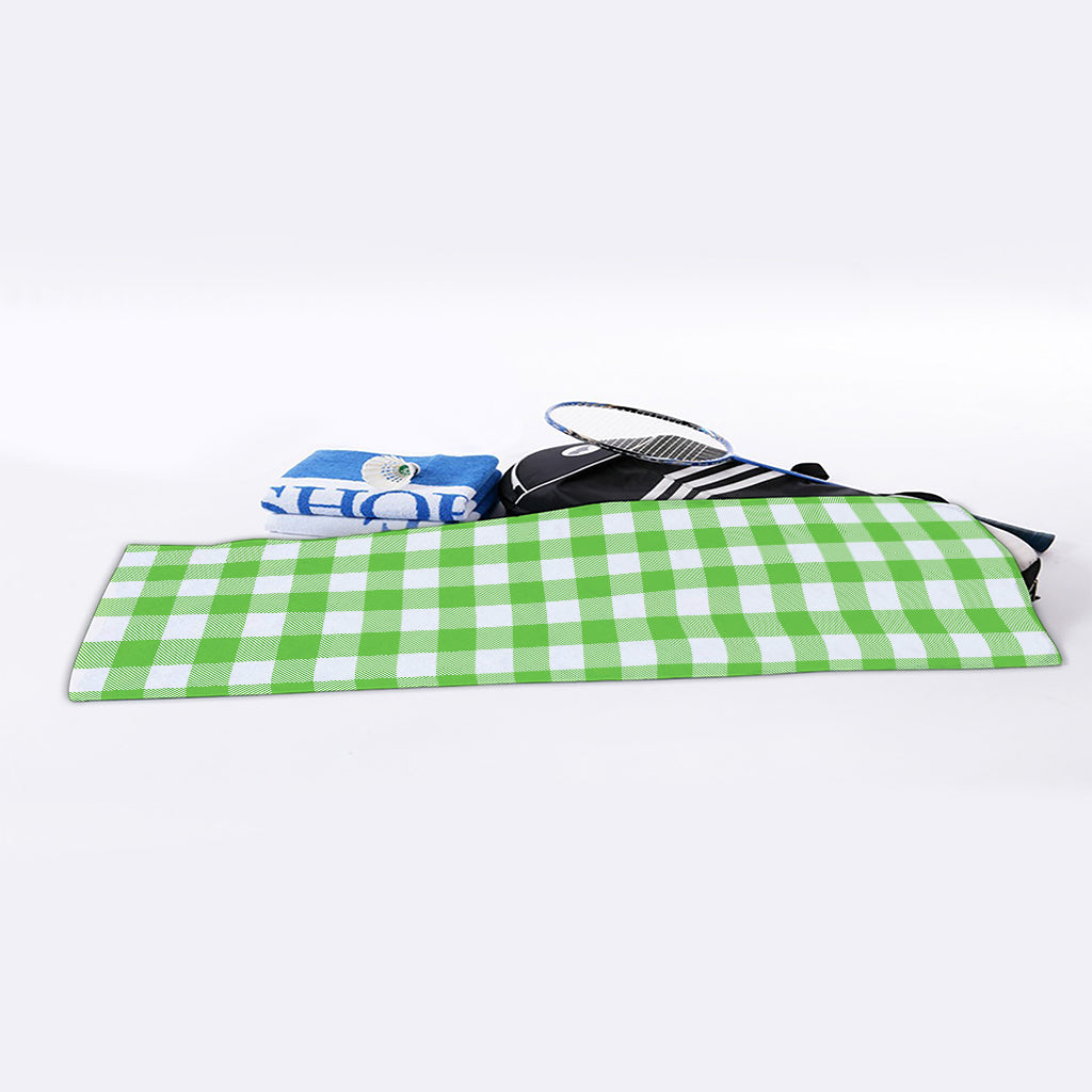 UFO Green And White Buffalo Check Print Sports Towel