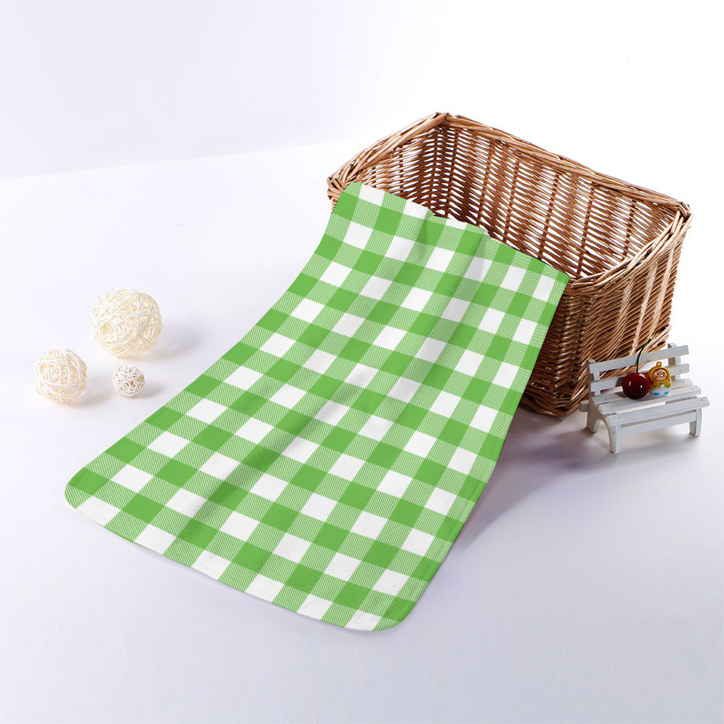 UFO Green And White Buffalo Check Print Towel