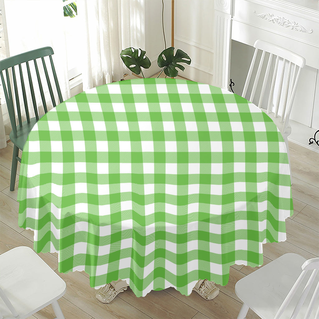 UFO Green And White Buffalo Check Print Waterproof Round Tablecloth