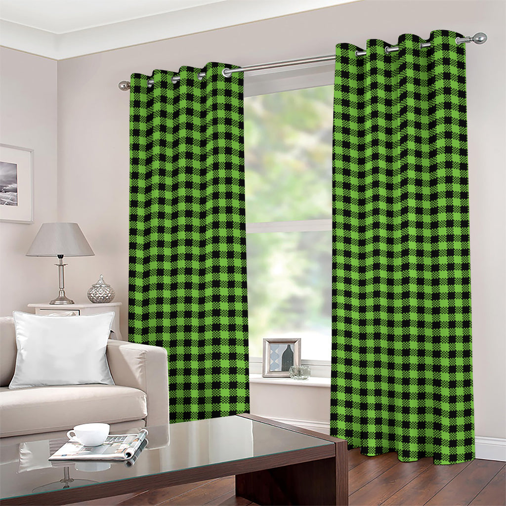 UFO Green Buffalo Plaid Print Grommet Curtains