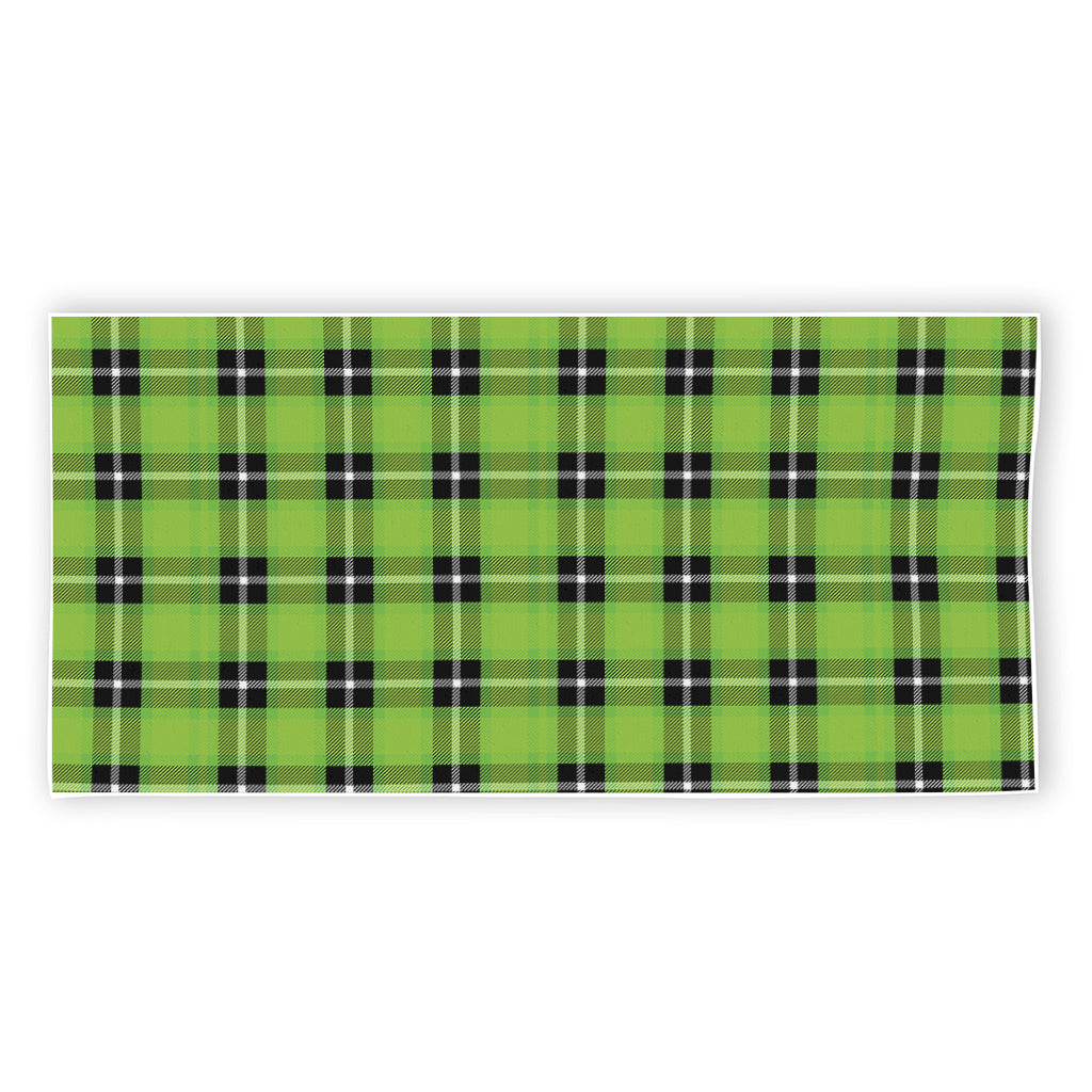 UFO Green Tartan Pattern Print Beach Towel