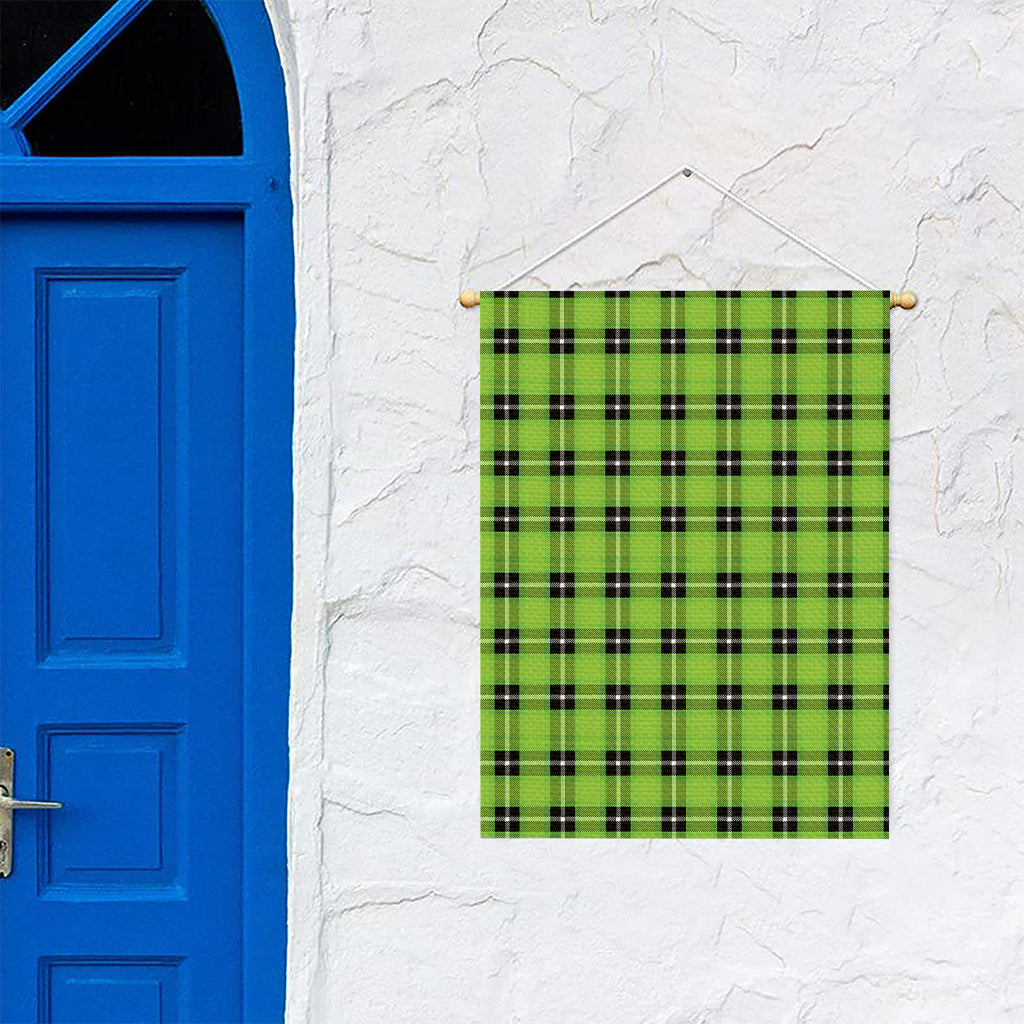 UFO Green Tartan Pattern Print Garden Flag