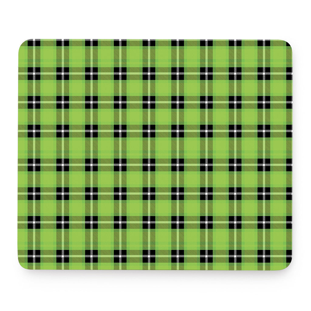 UFO Green Tartan Pattern Print Mouse Pad