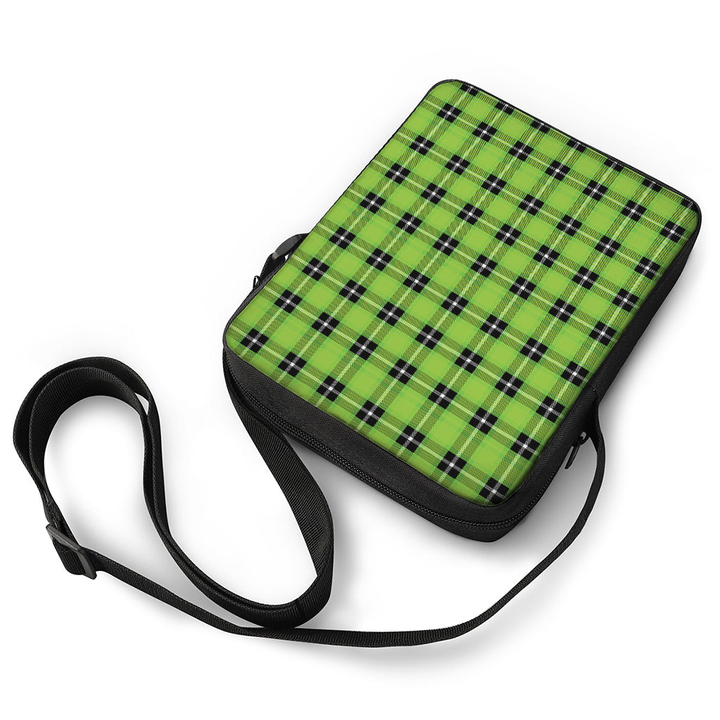UFO Green Tartan Pattern Print Rectangular Crossbody Bag