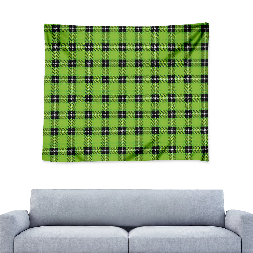 UFO Green Tartan Pattern Print Tapestry