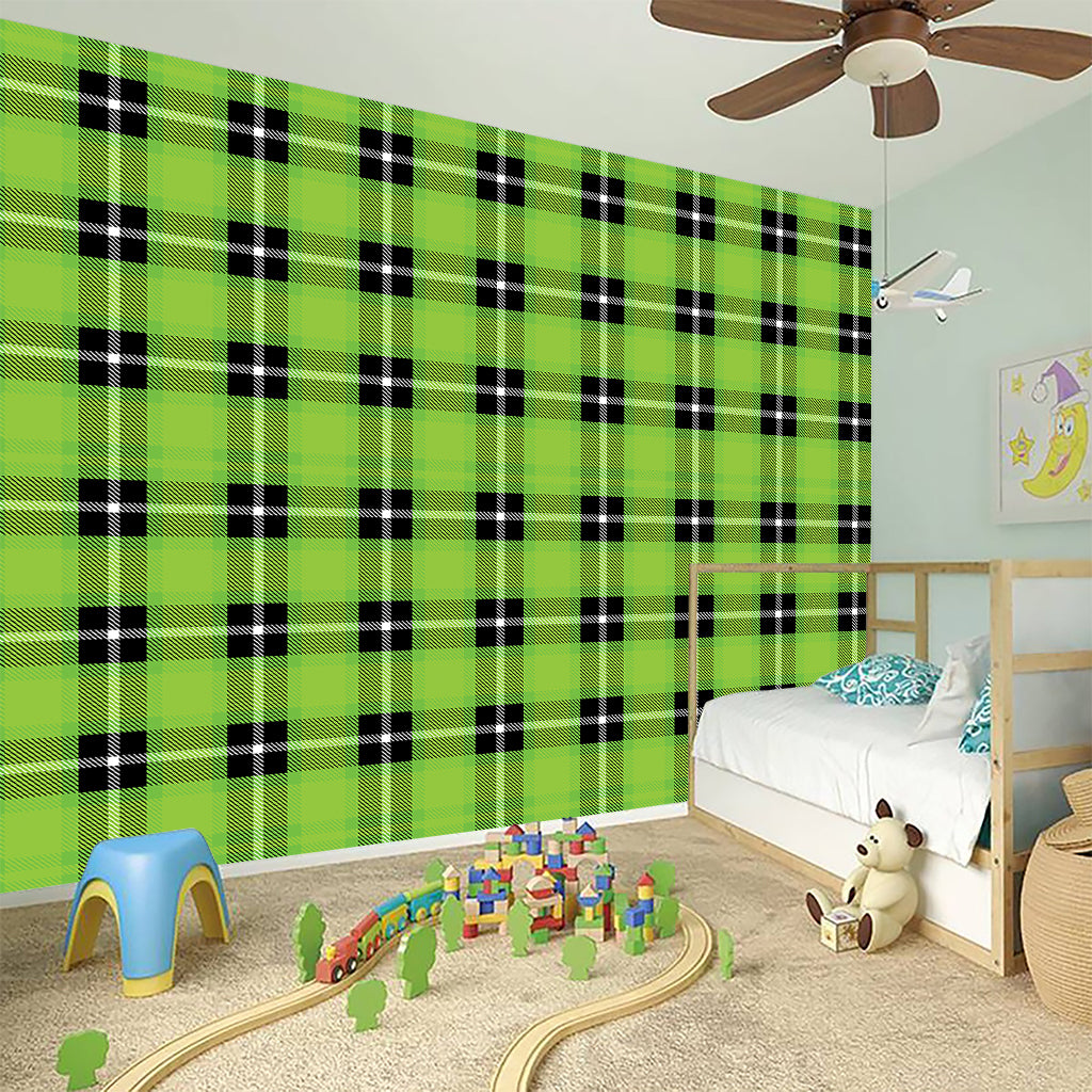 UFO Green Tartan Pattern Print Wall Sticker
