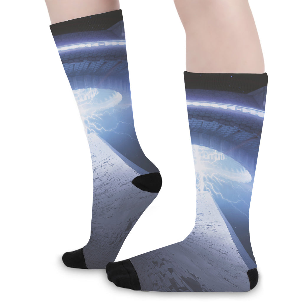 UFO Pyramid Print Long Socks