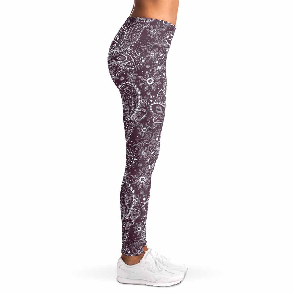 Umber Floral Bohemian Pattern Print Women's Leggings