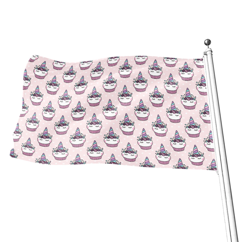 Unicorn Cupcake Pattern Print Flag