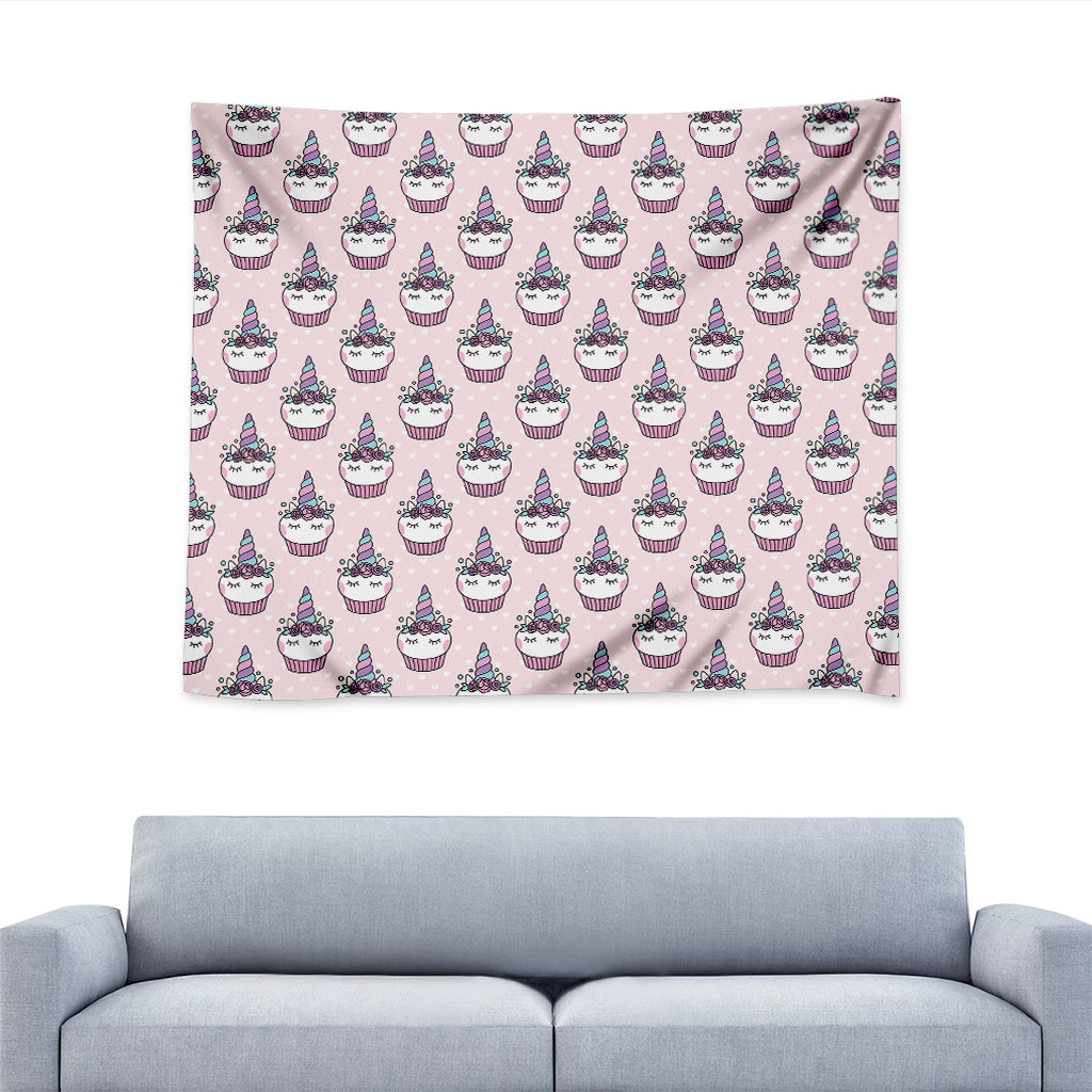 Unicorn Cupcake Pattern Print Tapestry