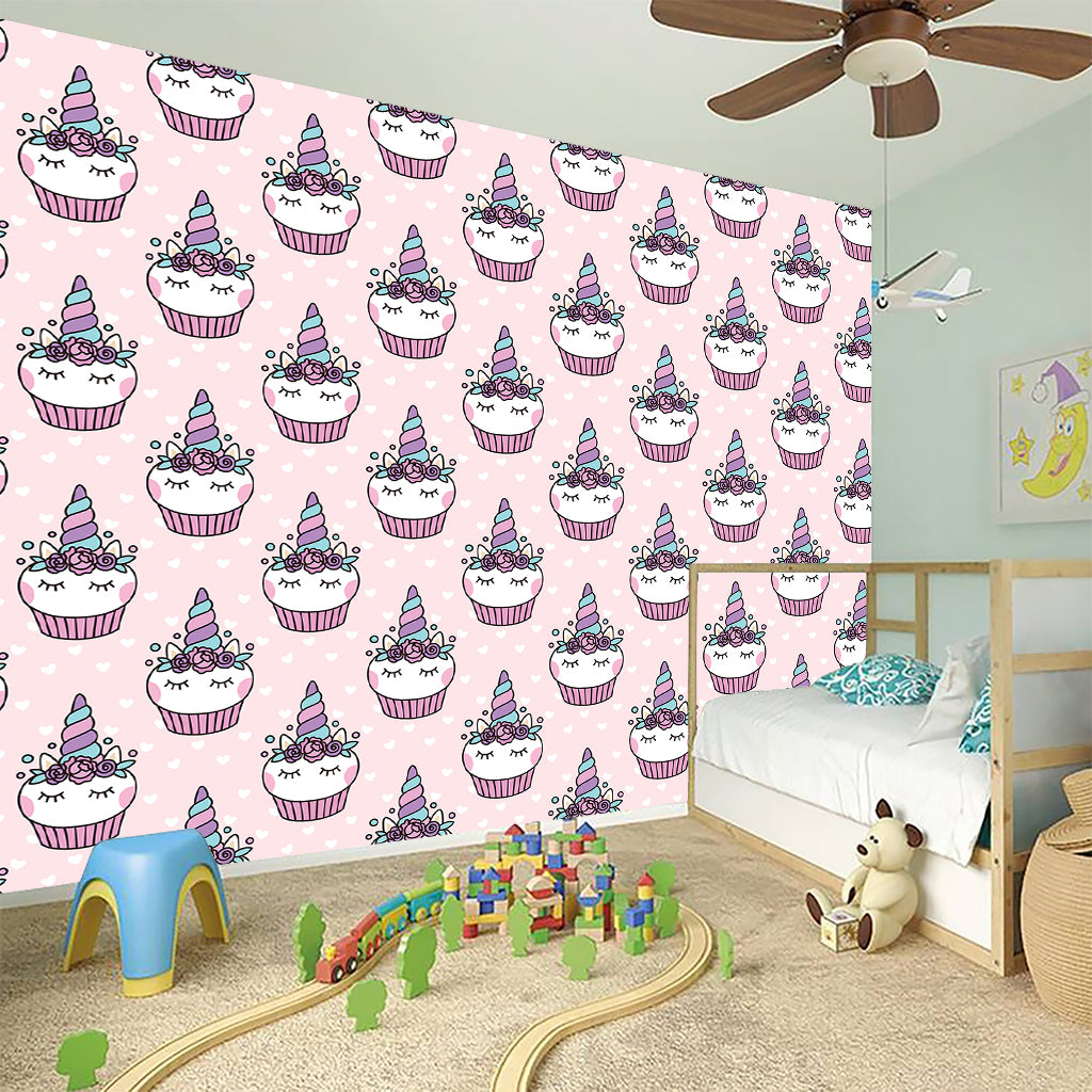 Unicorn Cupcake Pattern Print Wall Sticker
