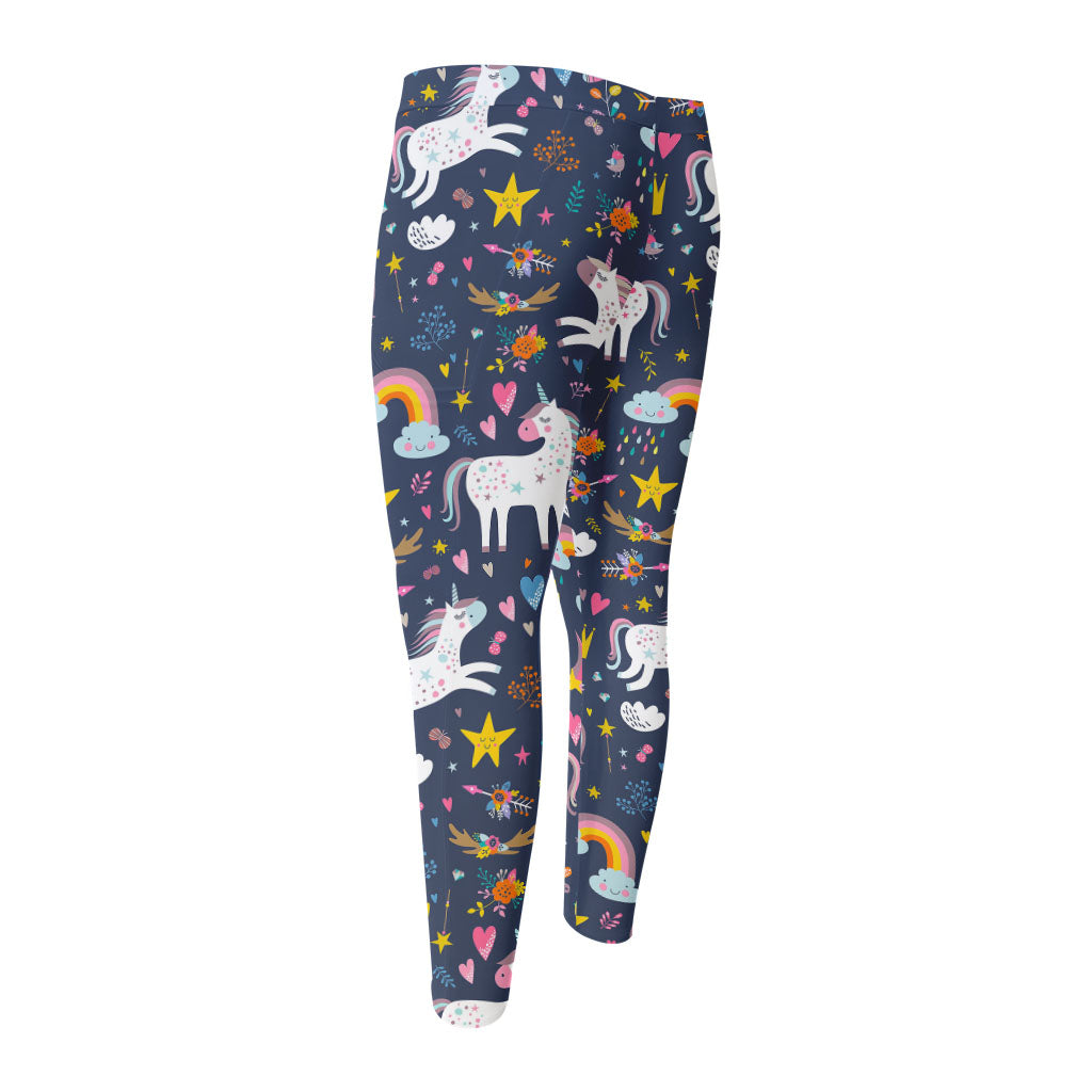 Unicorn Dream Cartoon Pattern Print Men's Compression Pants