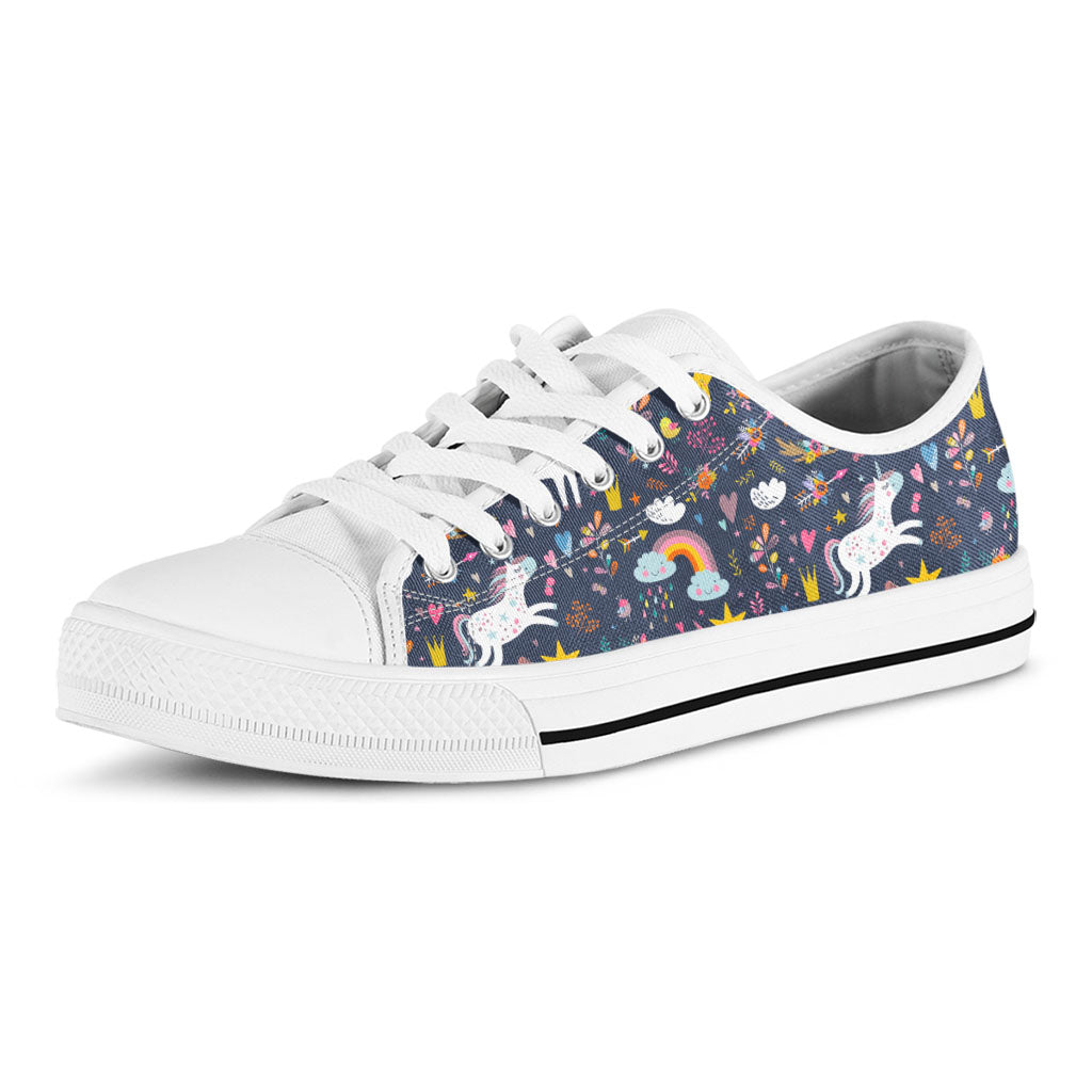 Unicorn Dream Cartoon Pattern Print White Low Top Sneakers