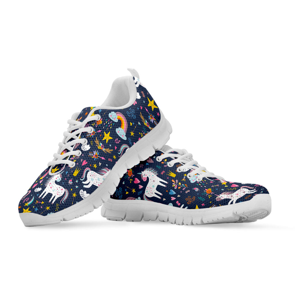 Unicorn Dream Cartoon Pattern Print White Running Shoes