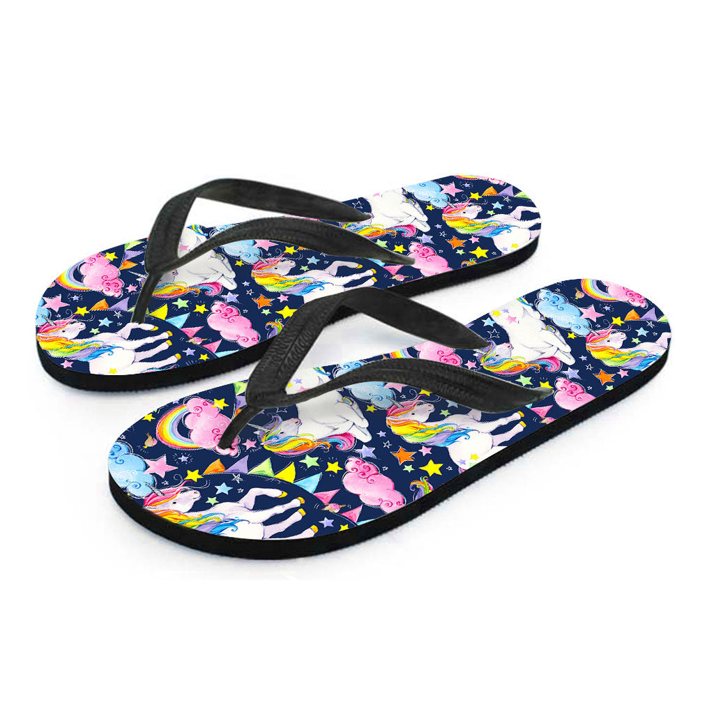 Unicorn Night Festival Pattern Print Flip Flops