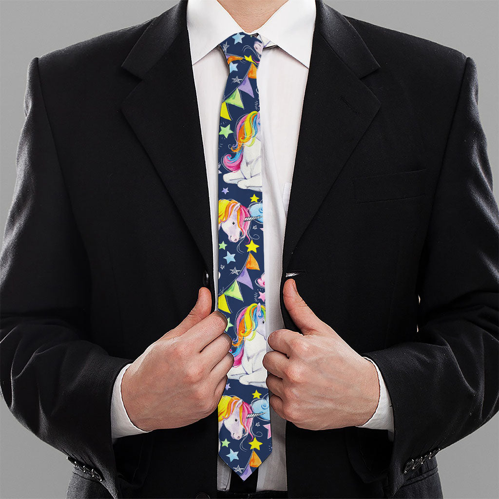 Unicorn Night Festival Pattern Print Necktie