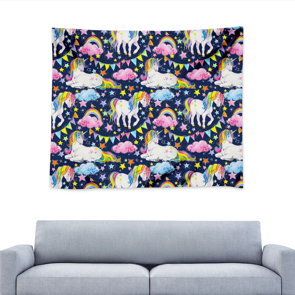 Unicorn Night Festival Pattern Print Tapestry