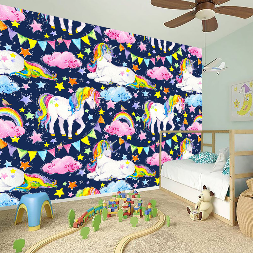 Unicorn Night Festival Pattern Print Wall Sticker