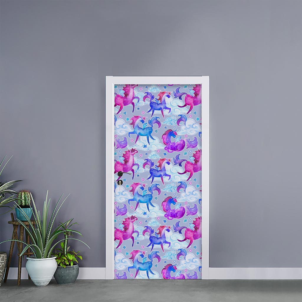 Unicorn Paradise Pattern Print Door Sticker