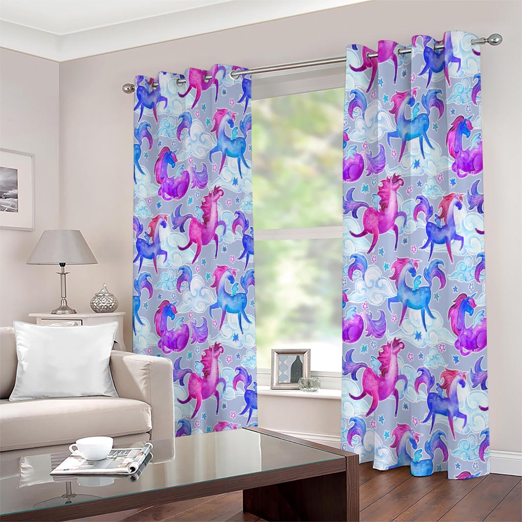 Unicorn Paradise Pattern Print Extra Wide Grommet Curtains