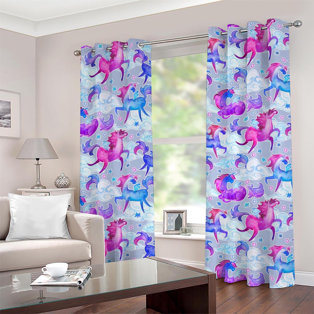 Unicorn Paradise Pattern Print Grommet Curtains