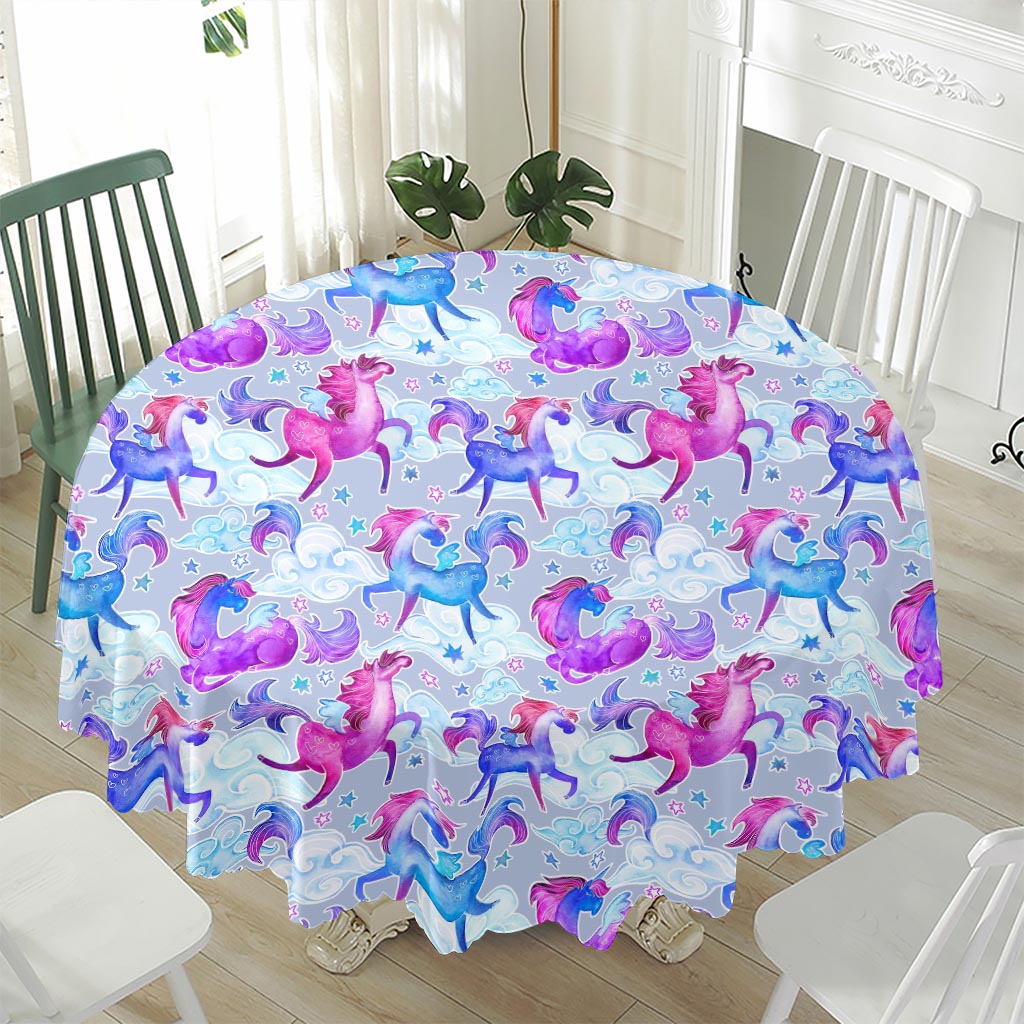 Unicorn Paradise Pattern Print Waterproof Round Tablecloth